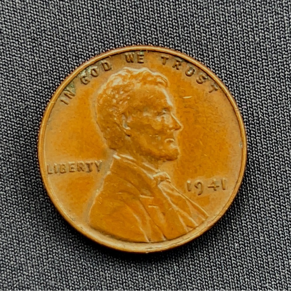 1941 Lincoln Wheat Penny-No Mint Mark- L on Rim